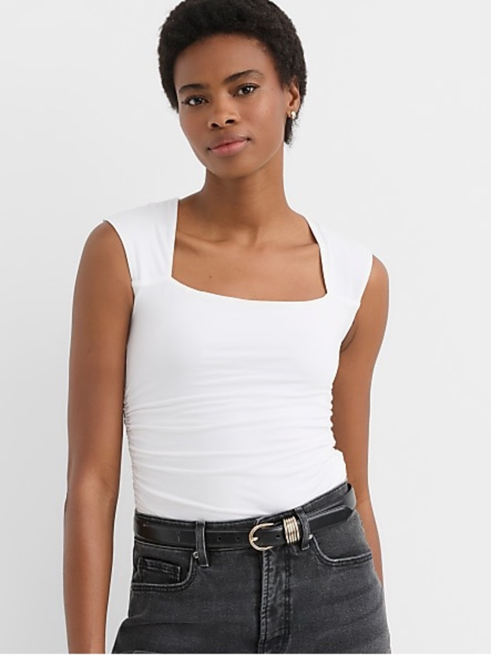 Loft New Tank White Square Neck Sleeveless Top Small